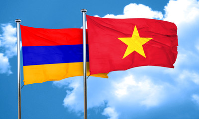 Armenia flag with Vietnam flag, 3D rendering