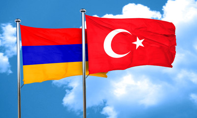 Armenia flag with Turkey flag, 3D rendering