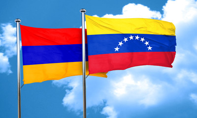 Armenia flag with Venezuela flag, 3D rendering