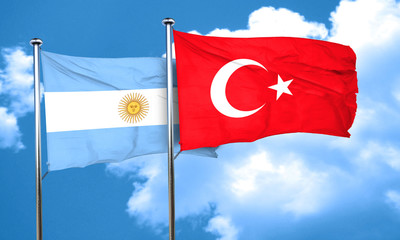 Argentina flag with Turkey flag, 3D rendering
