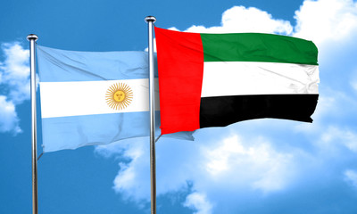 Argentina flag with UAE flag, 3D rendering