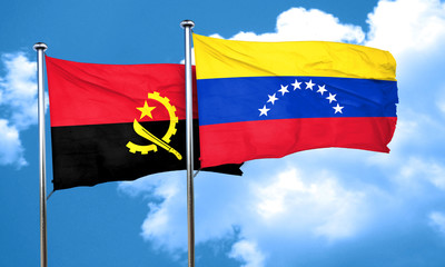 Angola flag with Venezuela flag, 3D rendering