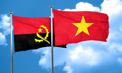 Angola flag with Vietnam flag, 3D rendering