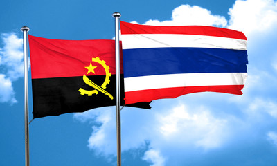 Angola flag with Thailand flag, 3D rendering