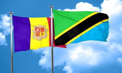 Andorra flag with Tanzania flag, 3D rendering