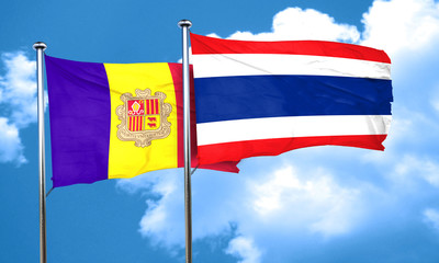 Andorra flag with Thailand flag, 3D rendering
