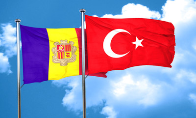 Andorra flag with Turkey flag, 3D rendering