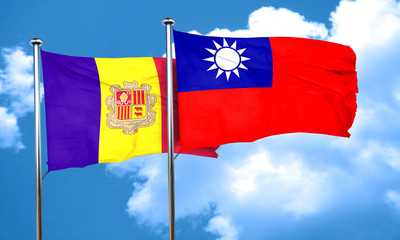 Andorra flag with Taiwan flag, 3D rendering