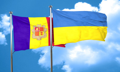 Andorra flag with Ukraine flag, 3D rendering