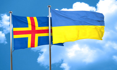 aland islands with Ukraine flag, 3D rendering