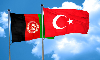 Afghanistan flag with Turkey flag, 3D rendering