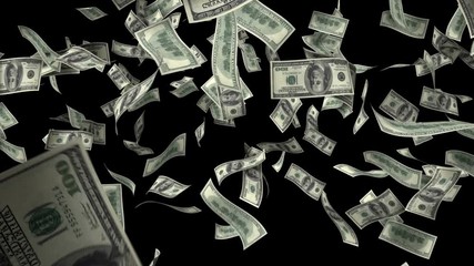 One hundred dollar banknotes explosion, matte - Powered by Adobe