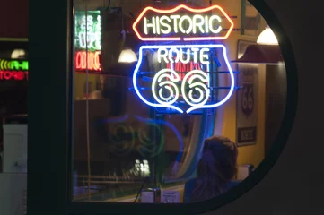 Deurstickers Route 66 Route 66 Dinerbord