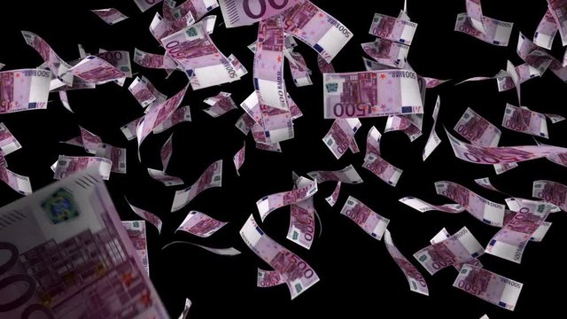 Five hundred euro banknotes explosion, matte