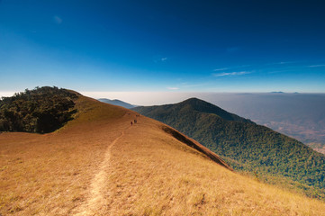 Standing empty on top of a mountain view with horizon skyline