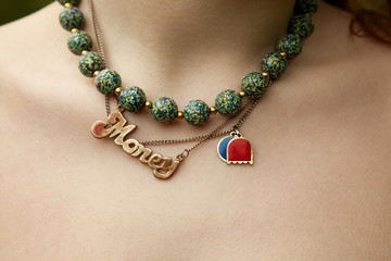 Close up of girl's necklace