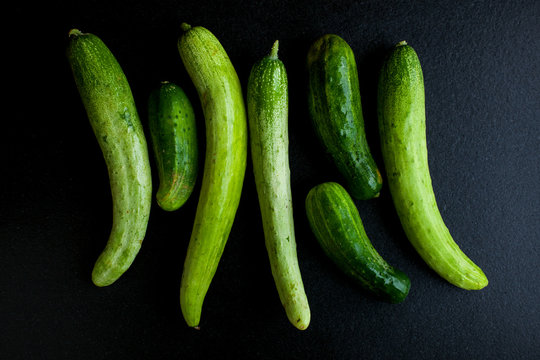 Fresh green cucumbers