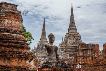 Fototapeta premium Wat Sri Sanphet landmark cultural organization UNESCO, which was registered as a World Heritage Ayutthaya, Thailand.