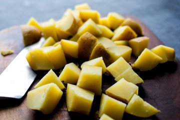 Diced raw potatoes