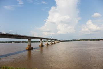 Fototapeta na wymiar Bridge across the Mekong River in Mukdahan,Thailand