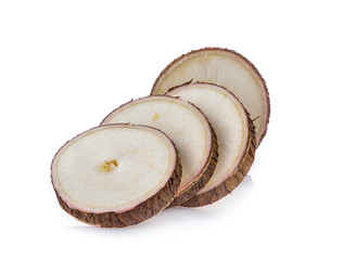 slice cassava on white background