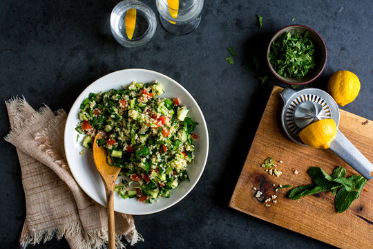 Green garlic tabouli