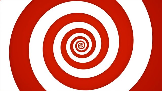 Hypnotic red and white spiral background