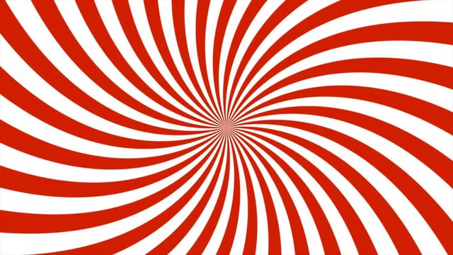 Loop-able rotating animated sunburst with curved red and white rays