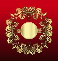 Frame vintage gold floral birthday vector decoration