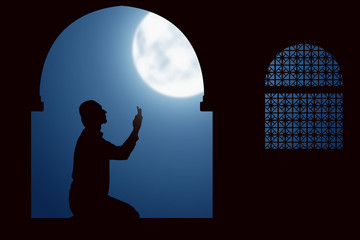 Image of silhouette man praying