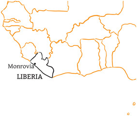 Liberia hand-drawn sketch map