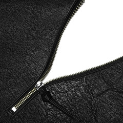 Back leather texture with open zipper.