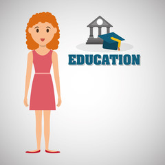 Education design. University icon. Colorfull and isolated illust