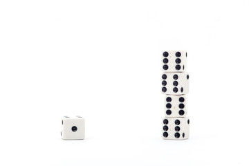 Dice on the white background, Dice isolation