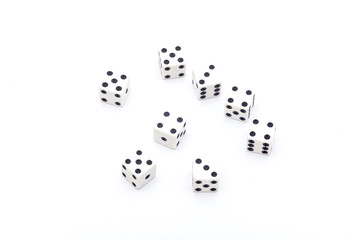 Dice on the white background, Dice isolation