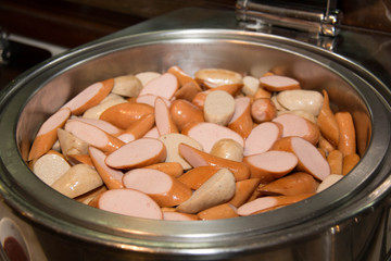  sausage  meat sliced in dish