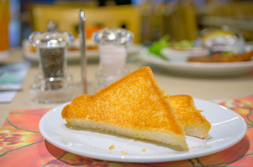 Toast on plate.