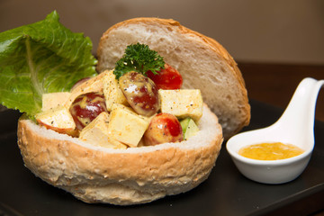  chicken curry  salad in bread  bowl