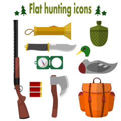 Hunting Icons. Set of vector icons of hunting. Illustration for