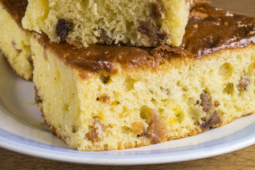 Sweet fruit cake with raisins