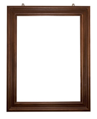 Fototapeta premium Wood frame on the wall with clipping path isolated on white background