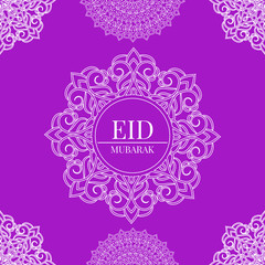 Floral  violet decorated beautiful greeting card for muslim comm