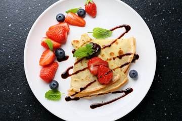 berries pancake on plate,