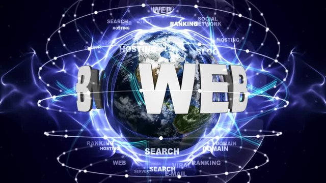 WEB Text Animation and Earth, Loop, 4k

