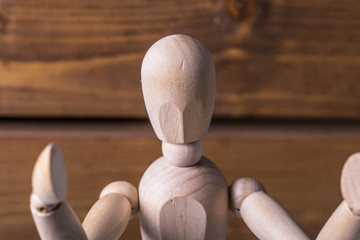 Wooden human dummy close up