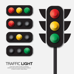 Traffic light. Origami Red, yellow, green lights - Go, wait or slow, stop. Paper cut International Traffic Light's Day. Applique Vector design illustrations.