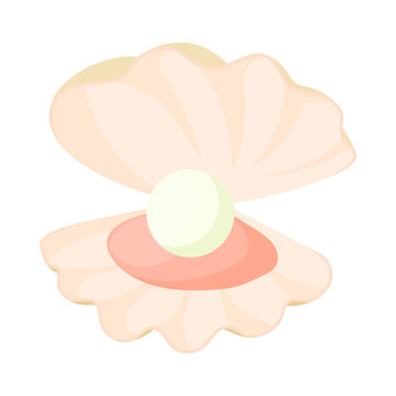 Pearl in a shell icon, cartoon style