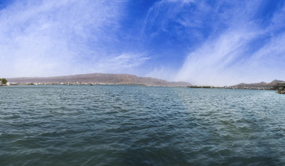 Panorama of beautiful Ana Sagar Lake in Ajmer, Rajasthan, India