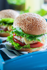 Homemade Traditional Hamburgers Unhealthy Food