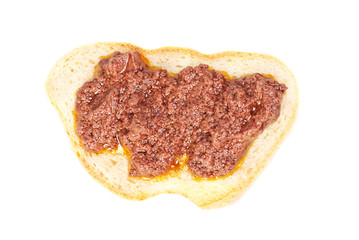 fresh olive paste made from kalamata olives on bread